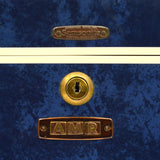 Vintage SAMSONITE #4712 LADIES TRAIN CASE 13"x8"x9" w/ TAG, TRAY & KEY Dark Blue