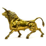 Vintage HEAVY BRASS BULL STATUE Large 21", 24 lbs OX / OXEN FIGURINE Wall Street