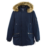 New w/ Tags! NAUTICA MEN'S COAT Faux/Fake Fur HOODED PARKA Dark Navy SIZE: MED.