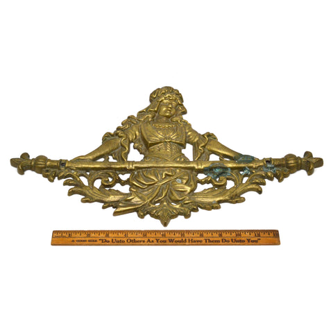 Vintage BRASS FIGURAL WOMAN WALL DECOR 18" Salvaged/Broken Coat Rack REPURPOSE?!