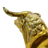 Vintage HEAVY BRASS BULL STATUE Large 21", 24 lbs OX / OXEN FIGURINE Wall Street