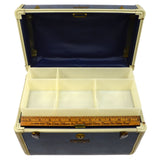 Vintage SAMSONITE #4712 LADIES TRAIN CASE 13"x8"x9" w/ TAG, TRAY & KEY Dark Blue