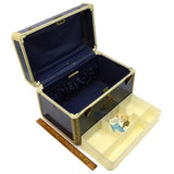 Vintage SAMSONITE #4712 LADIES TRAIN CASE 13"x8"x9" w/ TAG, TRAY & KEY Dark Blue