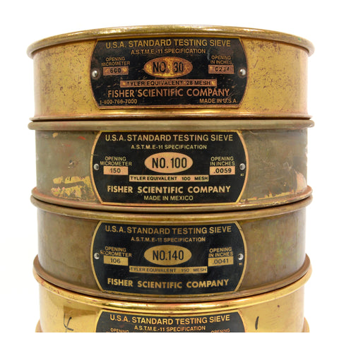 Vintage TESTING SIEVE Lot of 6 U.S.A. STANDARD SIEVES by FISHER SCIENTIFIC CO.