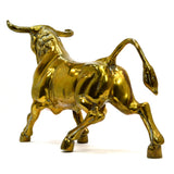 Vintage HEAVY BRASS BULL STATUE Large 21", 24 lbs OX / OXEN FIGURINE Wall Street