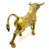 Vintage HEAVY BRASS BULL STATUE Large 21", 24 lbs OX / OXEN FIGURINE Wall Street