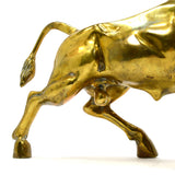 Vintage HEAVY BRASS BULL STATUE Large 21", 24 lbs OX / OXEN FIGURINE Wall Street