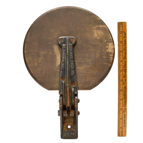 Vintage WALL-MOUNTED FLIP-DOWN STOOL 10" Wood Seat "H&M / CHICAGO HDW. FDRY. CO"