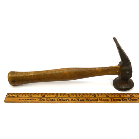 Antique SHOE MAKERS / COBBLER HAMMER Ultra Crude! SOLID HICKORY HANDLE c.18/19th