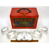 Vintage "SHUR-STOP KIT" 6 Glass FIRE GRENADES in Wall-Mounted METAL BOX! c.1933