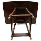 Antique HARDWOOD DROP-LEAF SIDE/END TABLE Turned GATE LEG Lamp/Plant Stand c19th