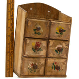 Vintage SMALL SEWING CABINET Wood APOTHECARY/SPICE RACK 6 Drawers MADE IN JAPAN