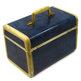 Vintage SAMSONITE #4712 LADIES TRAIN CASE 13"x8"x9" w/ TAG, TRAY & KEY Dark Blue