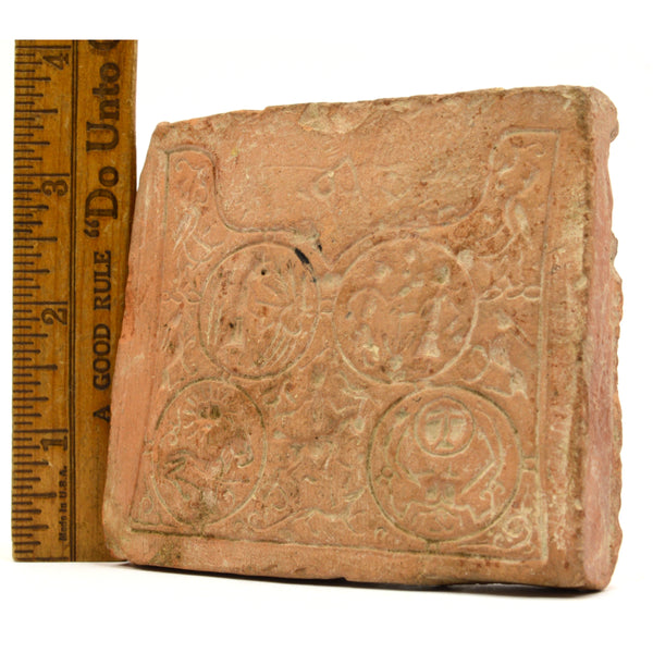 Ancient PRIMITIVE STORY TILE Carved OLD POTTERY PLAQUE Pre-Columbian/Near East?