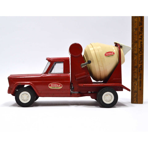 Vintage MINI TONKA TRUCK CEMENT MIXER Red No. 77 c.1960 PRESSED STEEL Nice One!