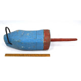 Antique LOBSTER / CRAB POT BUOY Old BLUE & RED PAINT Wooden FISHING CAGE FLOAT
