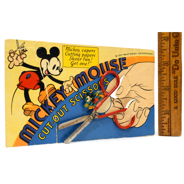 Vintage "MICKEY MOUSE CUT-OUT SCISSORS" Walt Disney, 1937 on ORIGINAL CARD-BACK!