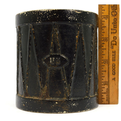 Vintage CAST IRON BANK by KENCO PRODUCTS 4" Barrel-Shaped MARKED "US" Black RARE