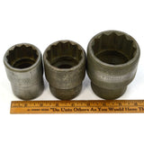 Vintage PLVMB-PLOMB 1" DRIVE 12-PT SOCKET Lot of 3 SAE SOCKETS 2-1/4 1-7/8 1-5/8