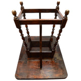 Antique HARDWOOD DROP-LEAF SIDE/END TABLE Turned GATE LEG Lamp/Plant Stand c19th