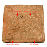 Ancient PRIMITIVE STORY TILE Carved OLD POTTERY PLAQUE Pre-Columbian/Near East?