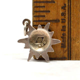 Vintage GERMAN SILVER BRACELET CHARM Super Tiny 'WHITE FLOWER' Signed "AMZ 800"