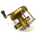 Antique ALL BRASS FISHING REEL Marked "250" Only UNKNOWN MAKER Curved "S" Handle