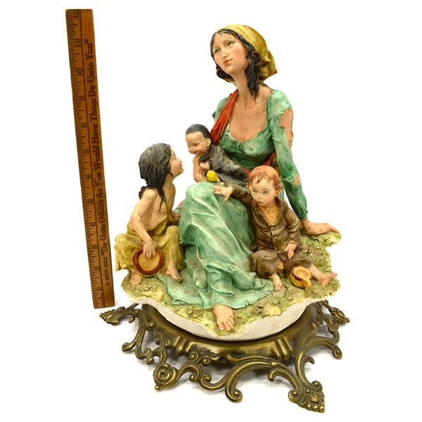 Vintage GIUSEPPE ARMANI PORCELAIN FIGURINE Gypsy & Children CAPO-DI-MONTE, ITALY
