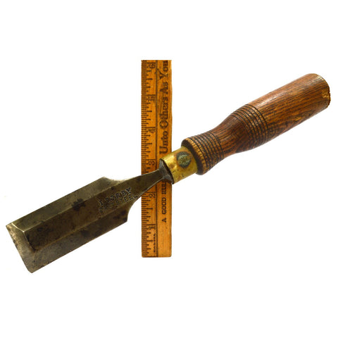 Vintage I. SORBY BEVELED EDGE CHISEL 1-1/2" Cast Steel DRAGON LOGO Turned Handle