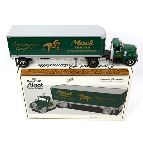 Excellent FIRST GEAR "MACK 1960 Mo. B-61 TRACTOR & TRAILER" 1:34 Diecast BULLDOG