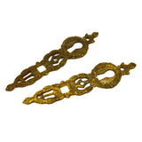 Antique BRASS/BRONZE ESCUTCHEON Lot of 2 Matching VERTICAL KEYHOLE COVERS French