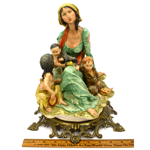 Vintage GIUSEPPE ARMANI PORCELAIN FIGURINE Gypsy & Children CAPO-DI-MONTE, ITALY
