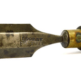 Vintage I. SORBY BEVELED EDGE CHISEL 1-1/2" Cast Steel DRAGON LOGO Turned Handle