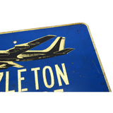 Vintage "HAZLETON AIRPORT" ROAD SIGN w/ Graphic Plane/Jet! 24x30" HAZLETON, P.A.