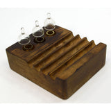 Vintage WOOD PEN REST w/ 3-Blown Glass DOME INKWELLS or WATCHMAKERS TOOL HOLDER?