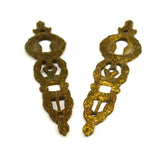 Antique BRASS/BRONZE ESCUTCHEON Lot of 2 Matching VERTICAL KEYHOLE COVERS French