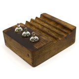Vintage WOOD PEN REST w/ 3-Blown Glass DOME INKWELLS or WATCHMAKERS TOOL HOLDER?