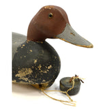 Vintage REDHEAD DRAKE DUCK DECOY Early WILDFOWLER Signed LDB Old Saybrook c.1940
