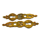 Antique BRASS/BRONZE ESCUTCHEON Lot of 2 Matching VERTICAL KEYHOLE COVERS French