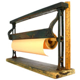 Vintage BUTCHER PAPER DISPENSER CUTTER 15" Roll OLD GREEN PAINT Superb Patina!!