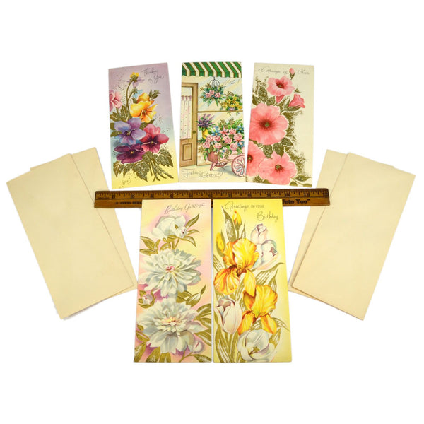 Vintage GREETING CARD Lot; 5 Blank Cards GET WELL Thinking Of You HAPPY BIRTHDAY