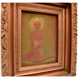 Antique ORIGINAL RISQUE ART "LUCAS" PAINTING Wallpaper Canvas TOPLESS-NUDE WOMAN