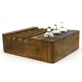 Vintage WOOD PEN REST w/ 3-Blown Glass DOME INKWELLS or WATCHMAKERS TOOL HOLDER?