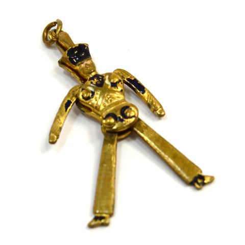Antique STORYBOOK 'TOY SOLDIER' CHARM for Bracelet ARTICULATED LIMBS Gold-Gilded