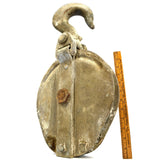 Vintage 10-TON SNATCH BLOCK Heavy Duty SINGLE SHEAVE 10x1" Wheel MILITARY? Huge!