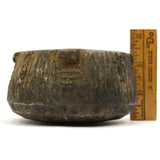 Ancient PRE-COLUMBIAN STEATITE BOWL Black Stone CARVED SOAPSTONE Nubs/Ribbed BC?