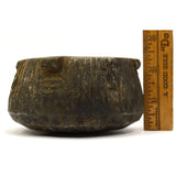 Ancient PRE-COLUMBIAN STEATITE BOWL Black Stone CARVED SOAPSTONE Nubs/Ribbed BC?