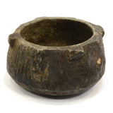 Ancient PRE-COLUMBIAN STEATITE BOWL Black Stone CARVED SOAPSTONE Nubs/Ribbed BC?