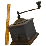 Antique CAST IRON, TIN & WOOD COFFEE MILL Table/Counter-Top BEAN GRINDER Patina!