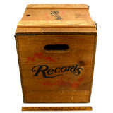 Vintage "RECORDS" WOODEN CRATE by GIDEON-ANDERSON Wood & Steel VINYL RECORD BOX